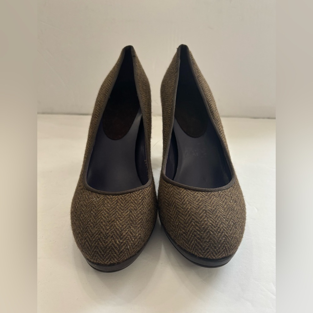 Boden Women Brown Tweed Round Toe Heels Pumps Size 38 Work Office Career Classic